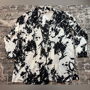 NWT Soft‎ Surroundings Mara Topper Open Cardigan Kimono Black/White Floral